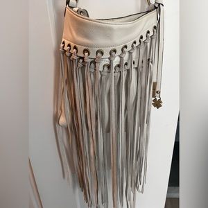 Lucky Brand Leather Bohemian Tassels Crossbody Bag